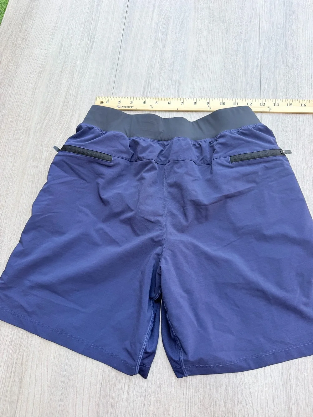 Fabletics Navy Blue Men's Performance Shorts with Black Waistband